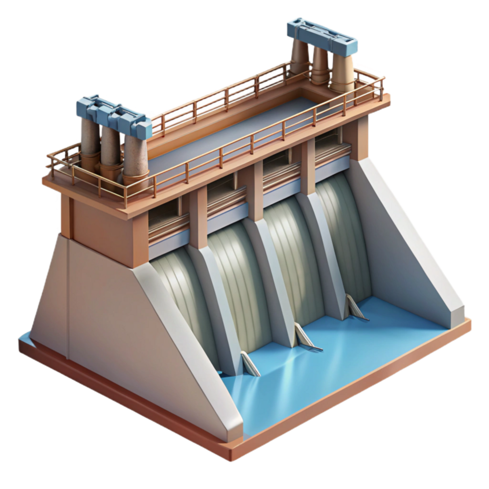 beautiful rustic Hydroelectric Dam Side Angle Isolated authentic png