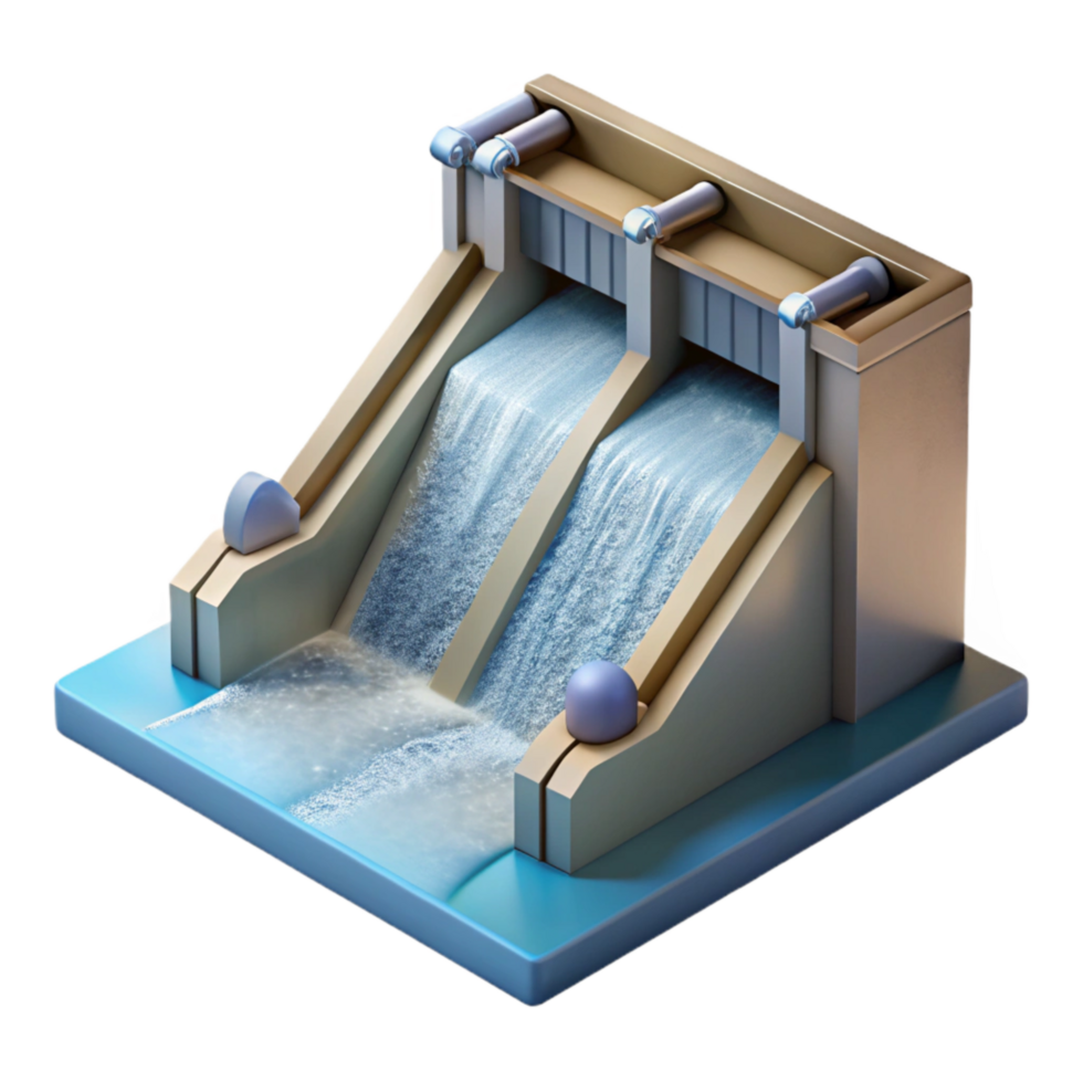 beautiful contemporary Hydroelectric Dam Spillway with Water Flow Detail exclusive png