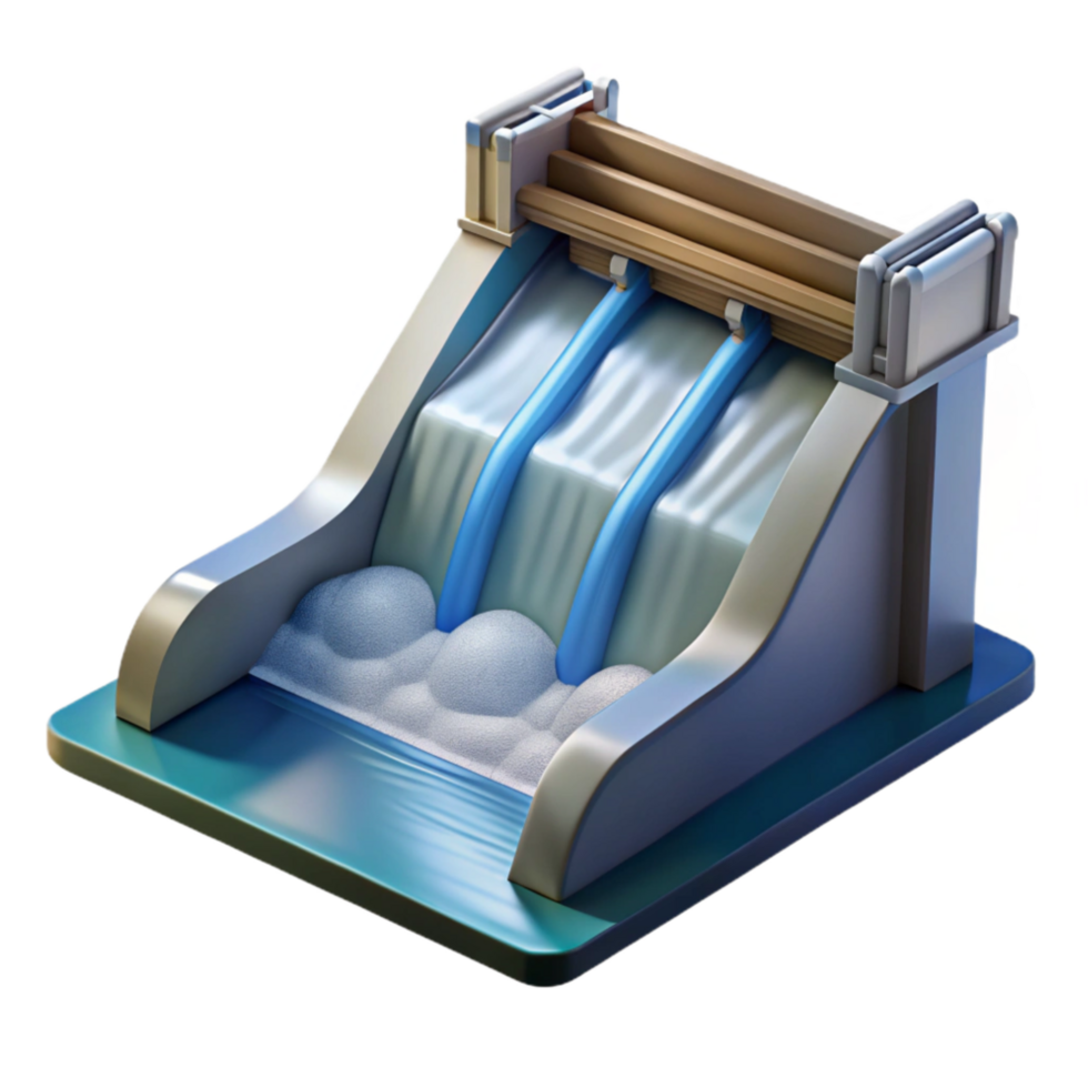 extraordinary artistic Hydroelectric Dam Spillway Water Flow Isolated high resolution png