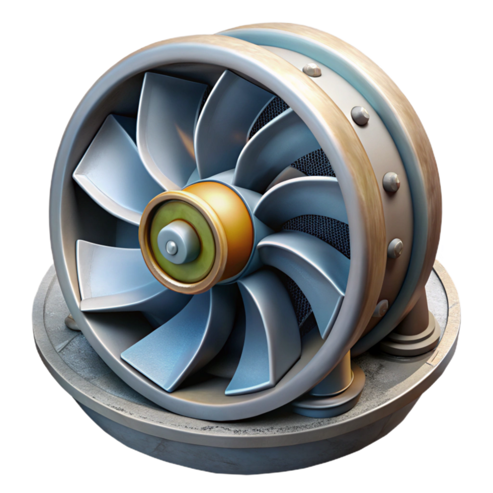 magnificent contemporary Hydroelectric Dam Turbine with Rotating Blades high resolution png