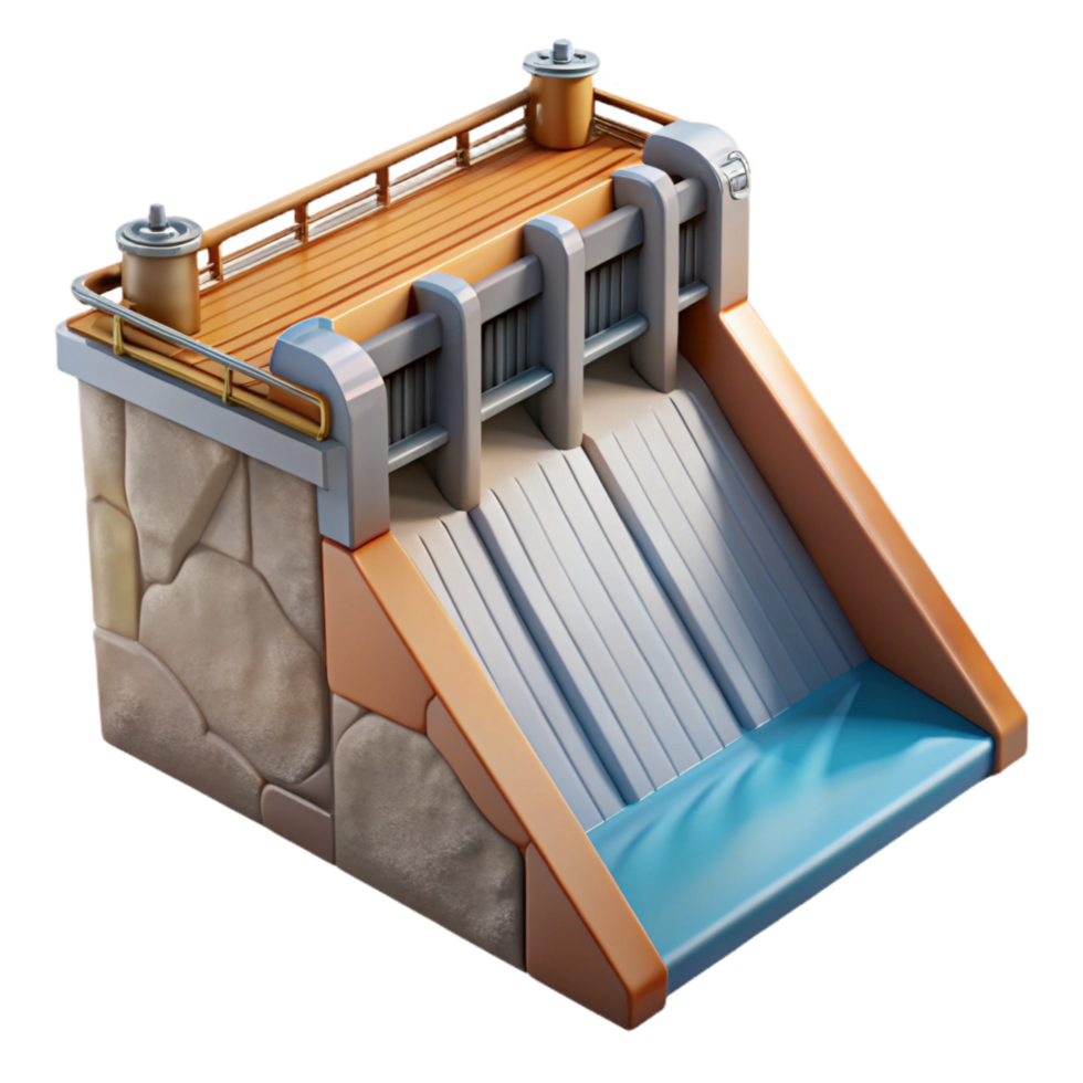 beautiful artistic Hydroelectric Dam Wall Cross Section Cutout premium png