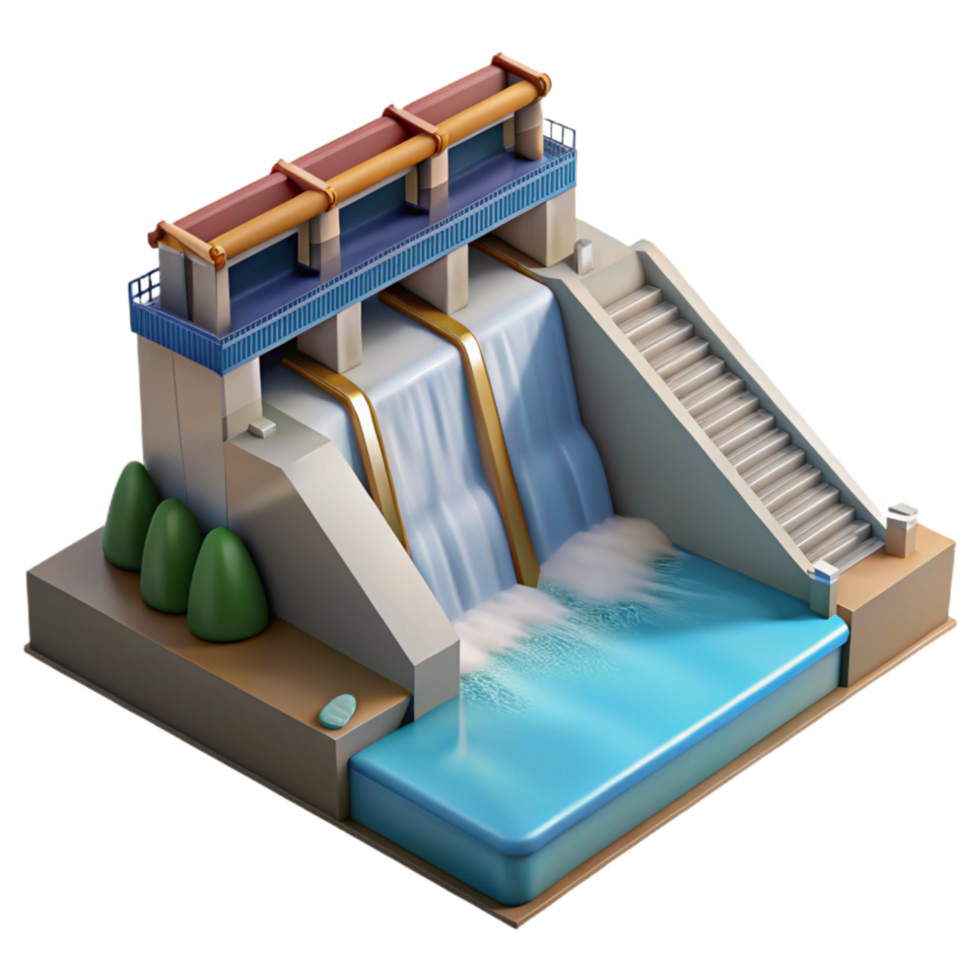 wonderful contemporary Hydroelectric Dam Water Flowing Downstream Isolated premium png