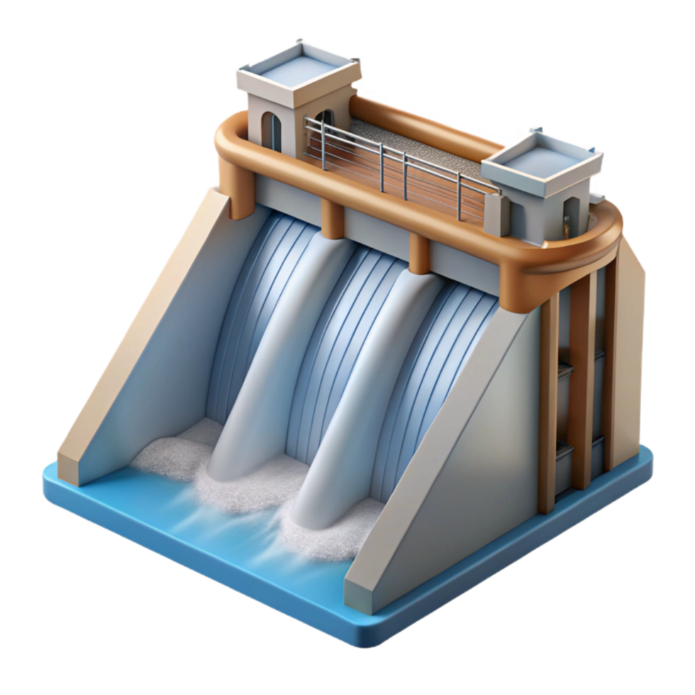 dramatic abstract Hydroelectric Dam Water Release Isolated genuine png