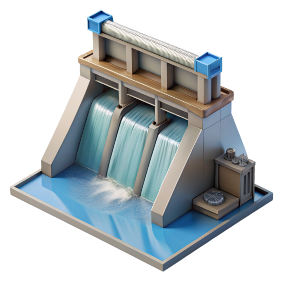 stunning contemporary Hydroelectric Dam Water Release Isolated high resolution png