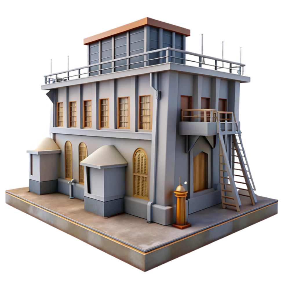 vibrant modern Hydroelectric Power Station Building Isolated high quality png
