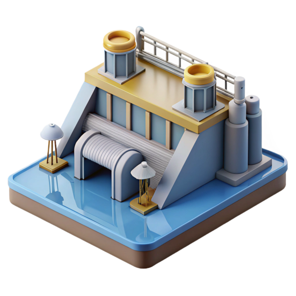 serene modern Hydroelectric Power Station Diagram Cutout professional png