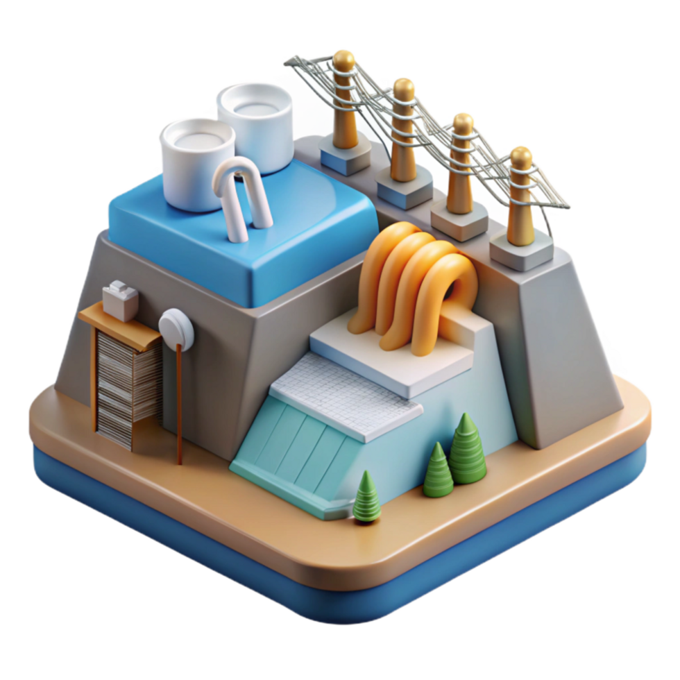 serene abstract Hydroelectric Power Station Diagram Cutout high quality png