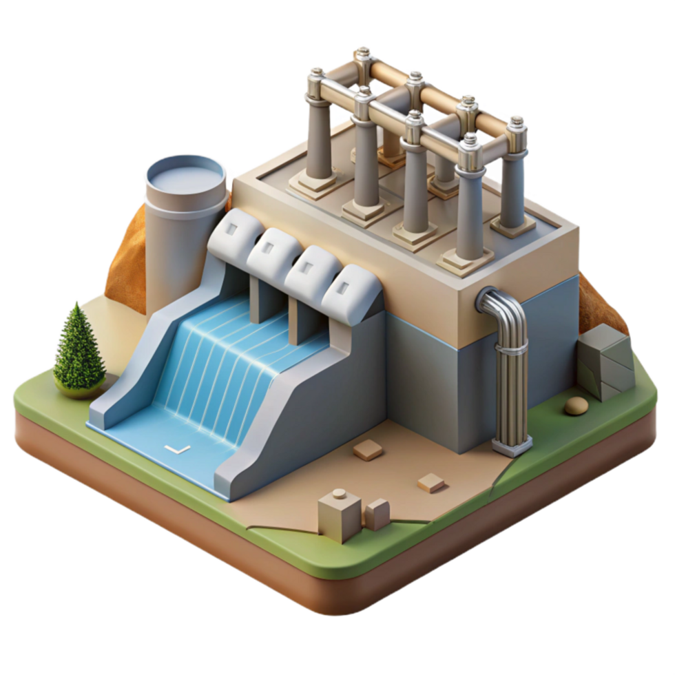 dramatic rustic Hydroelectric Power Station Diagram Cutout authentic png