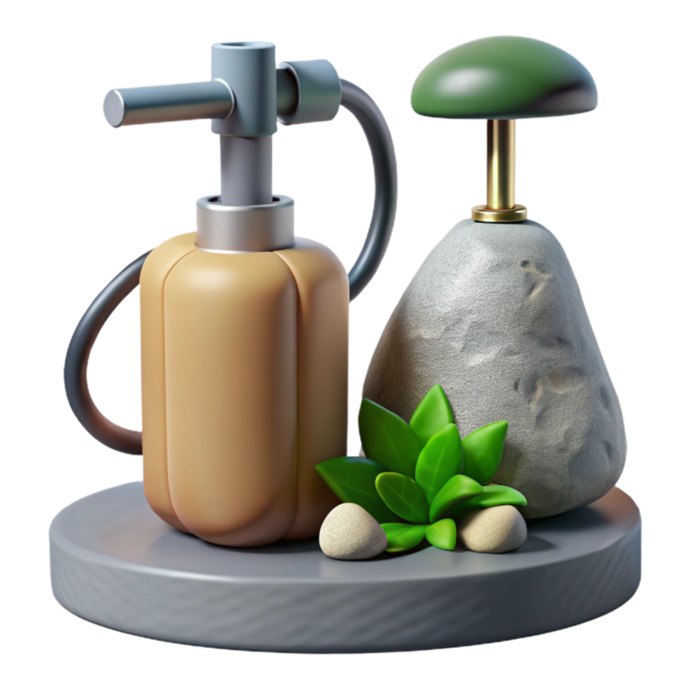 stunning artistic Hydroponic Air Pump and Stone Cutout Oxygenation System premium png