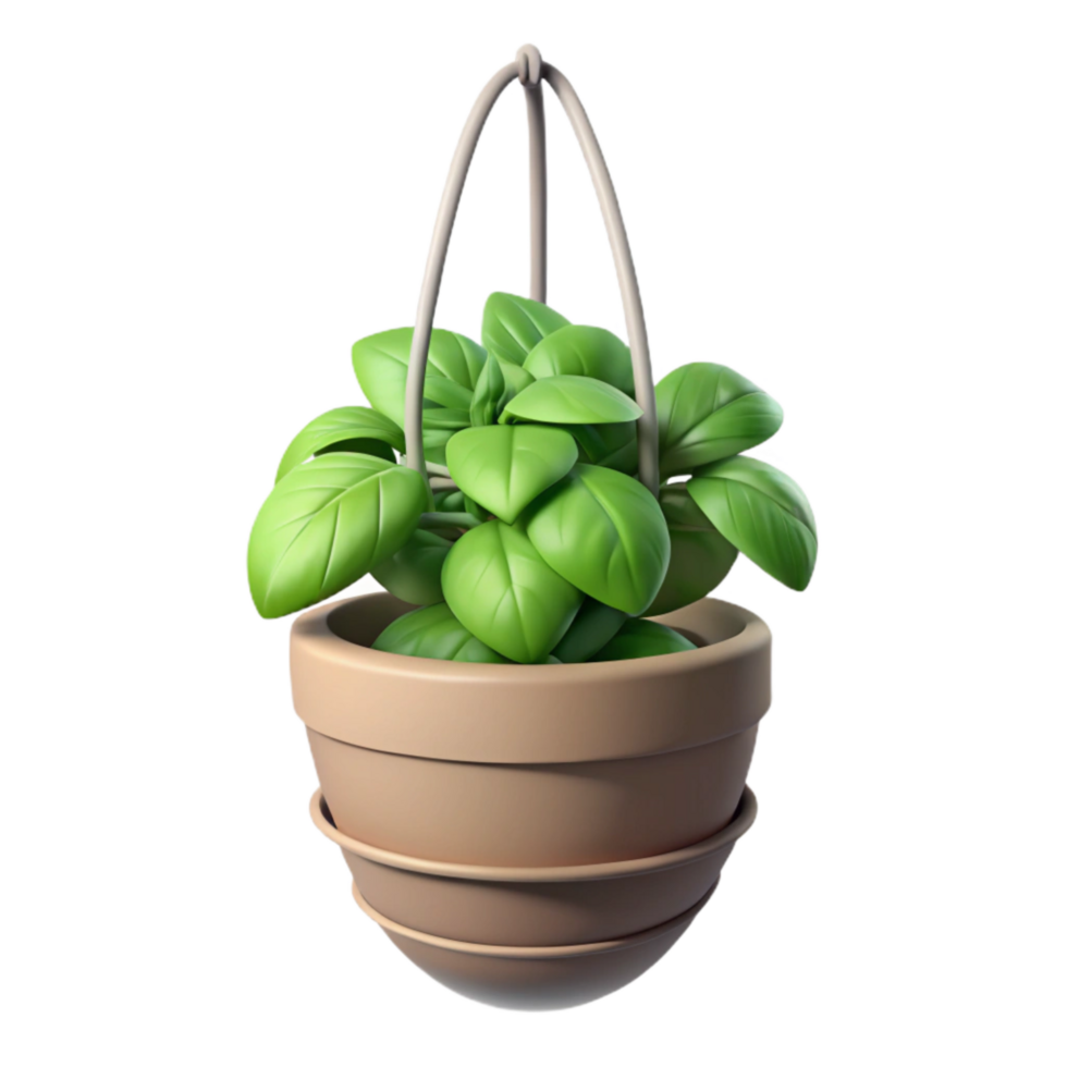 beautiful artistic Hydroponic Basil Plant in Pot Cutout Image professional png