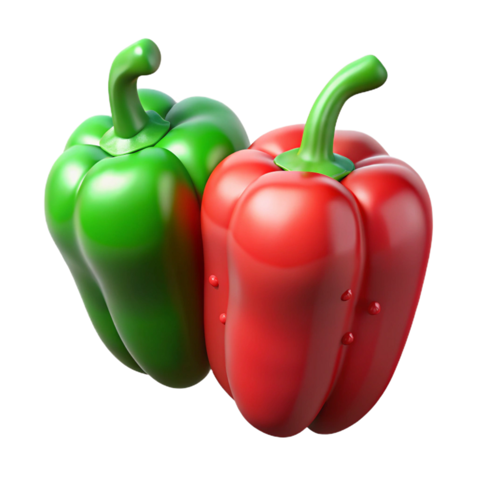 extraordinary creative Hydroponic Peppers Green and Red Isolated high resolution png