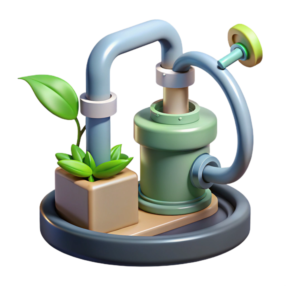 serene artistic Hydroponic Pump and Tubing Cutout Water Circulation System premium png