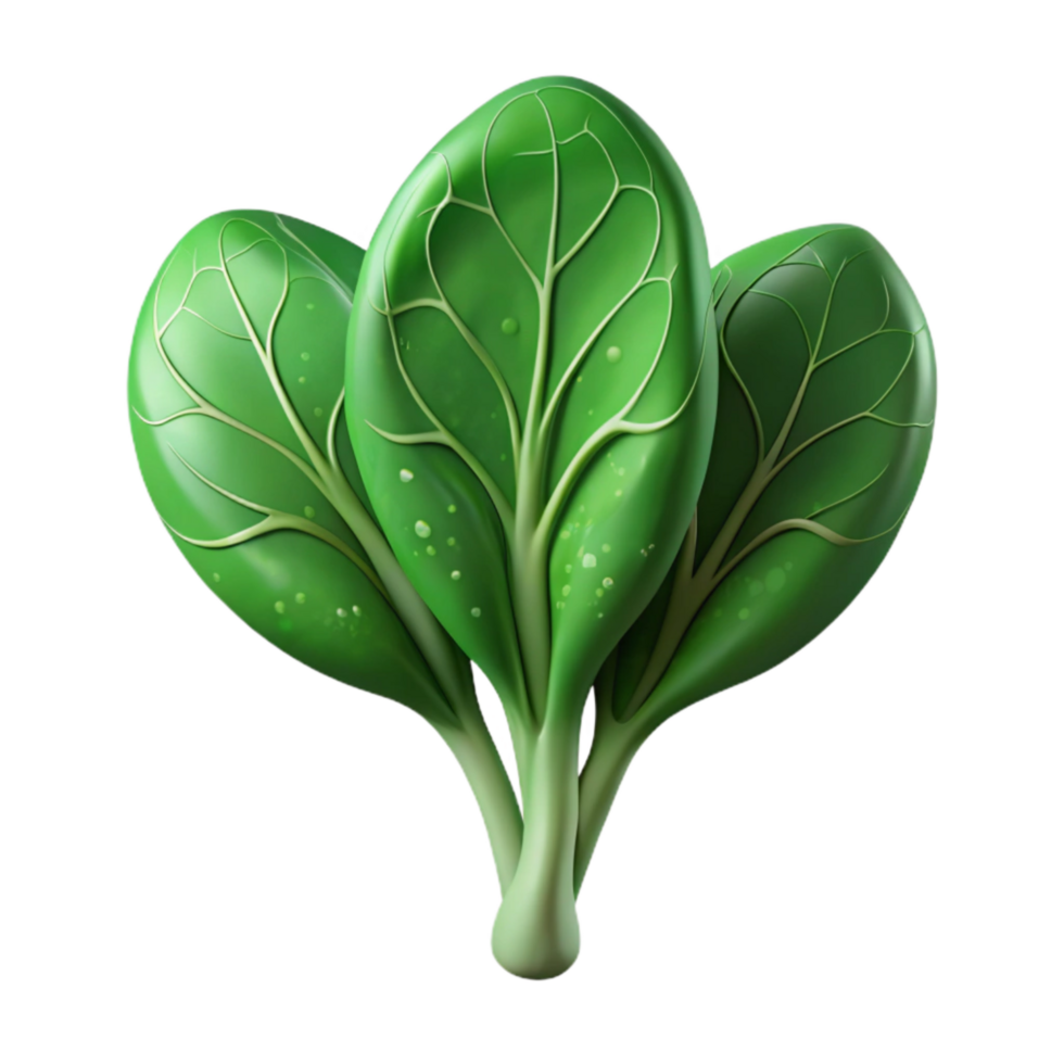 elegant rustic Hydroponic Spinach Deep Green Transparent Background detailed png