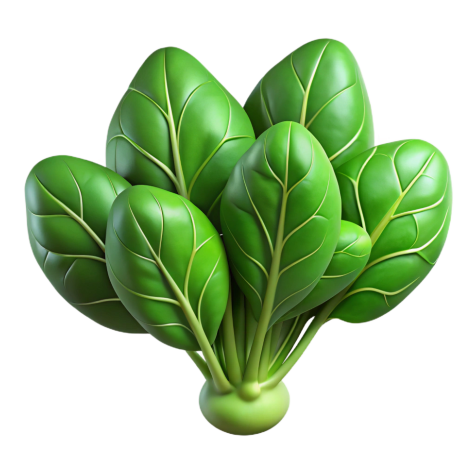 vibrant minimalist Hydroponic Spinach Freshly Harvested Transparent Background high resolution png