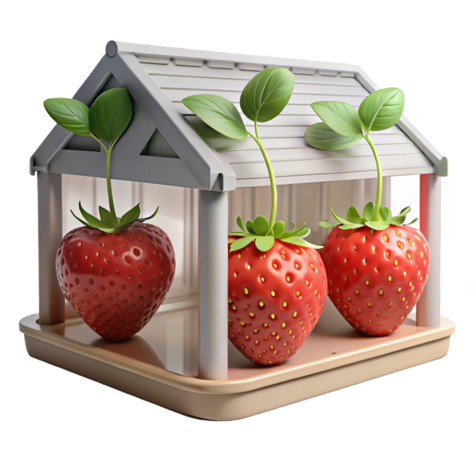 stunning abstract Hydroponic Strawberries Growing in Greenhouse Close Up Cutout high resolution png