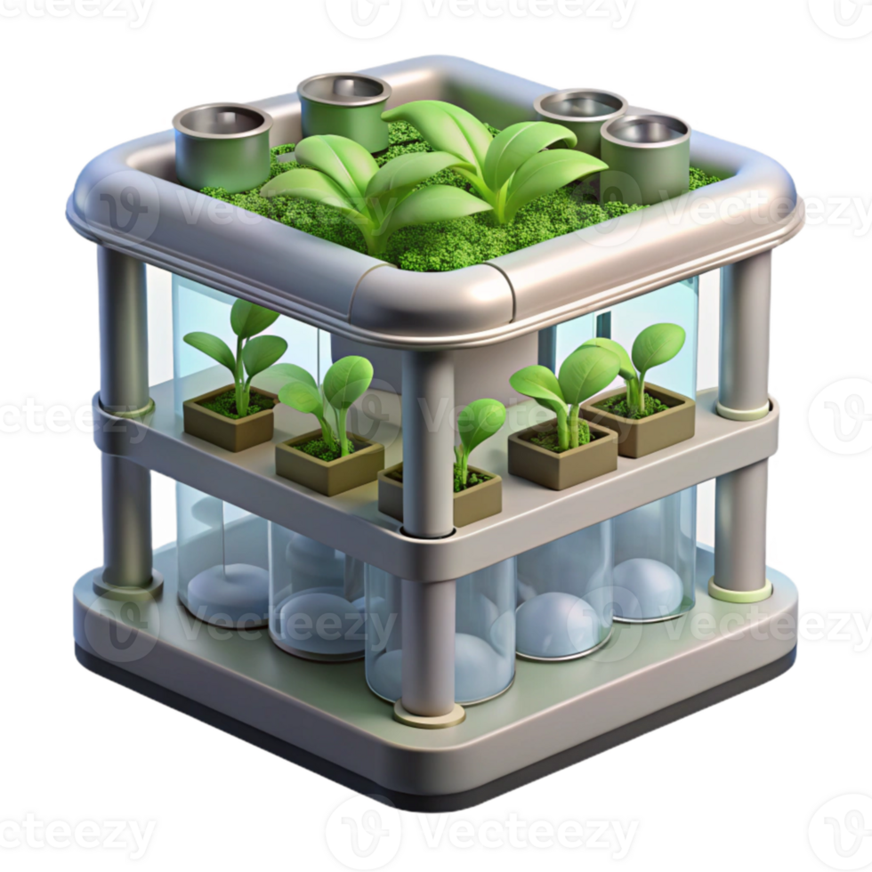 elegant vintage Hydroponic System Transparent Background Detailed View authentic png