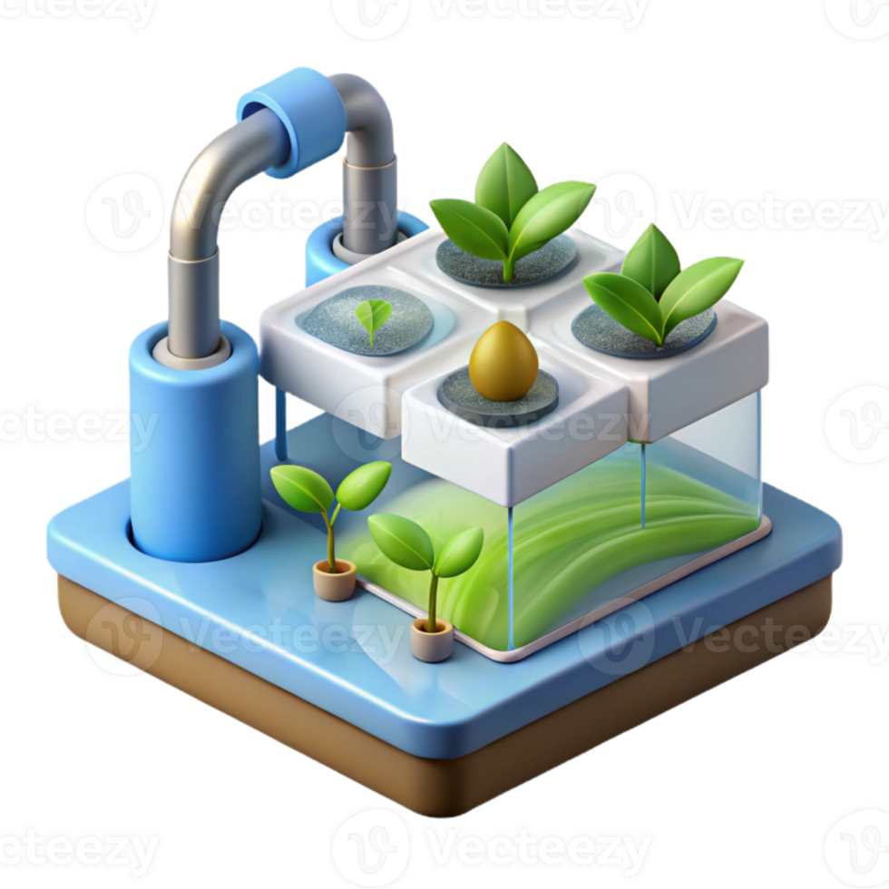 elegant contemporary Hydroponic System Water Flow Close Up Cutout premium png