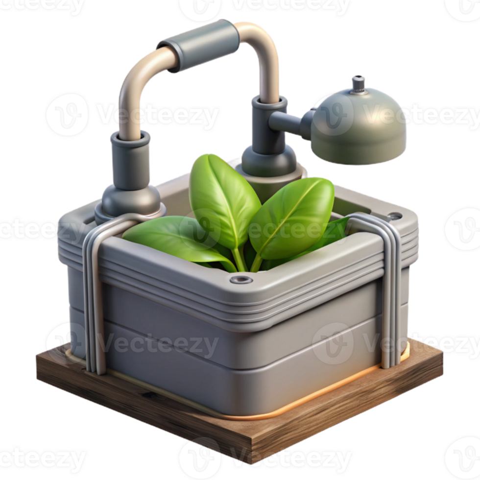 vibrant artistic Hydroponic System with Air Pump Isolated Cutout exclusive png