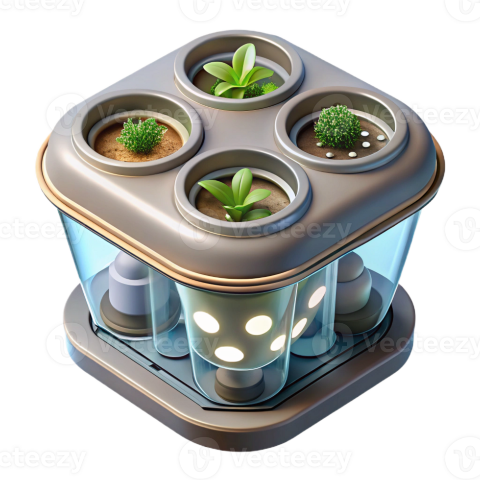 wonderful classic Hydroponic System with Led Lighting Top View Transparent Background png