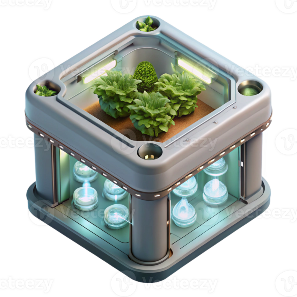 magnificent classic Hydroponic System with Led Lighting Top View Transparent Background premium png