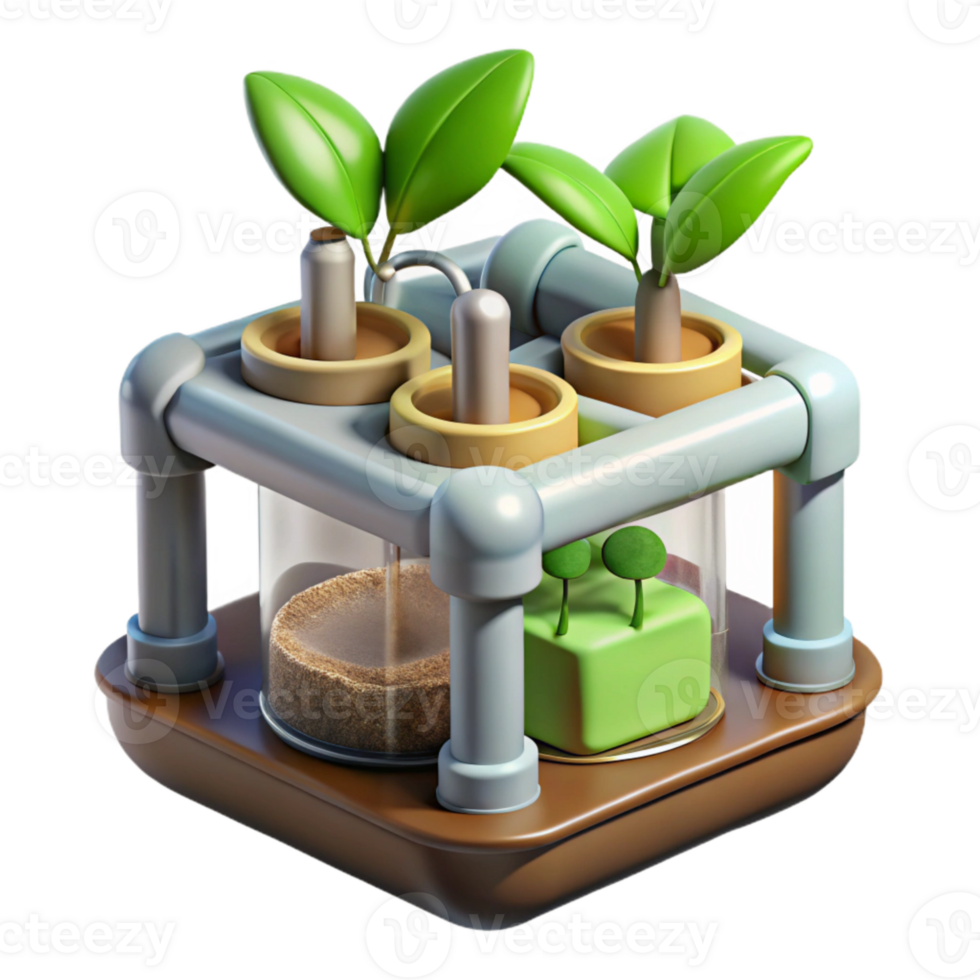 elegant rustic Hydroponic System with Nutrient Solution Top View Cutout premium png