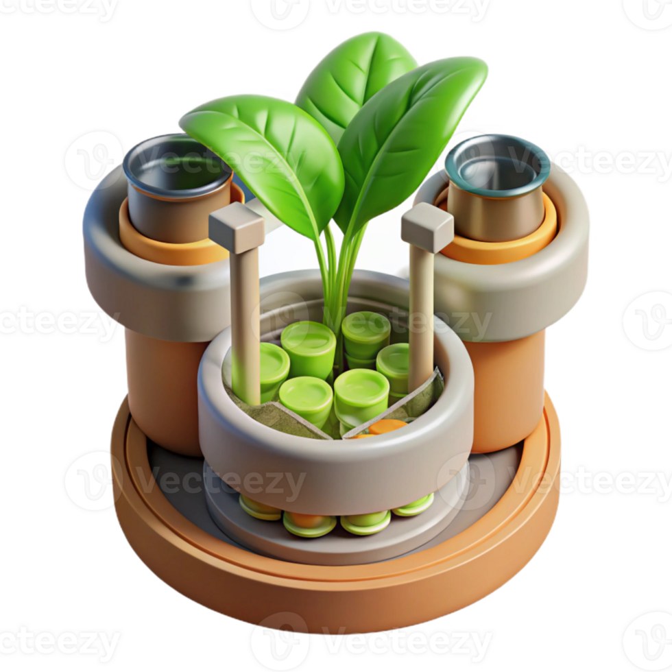 stunning rustic Hydroponic System with Nutrient Solution Top View Cutout detailed png