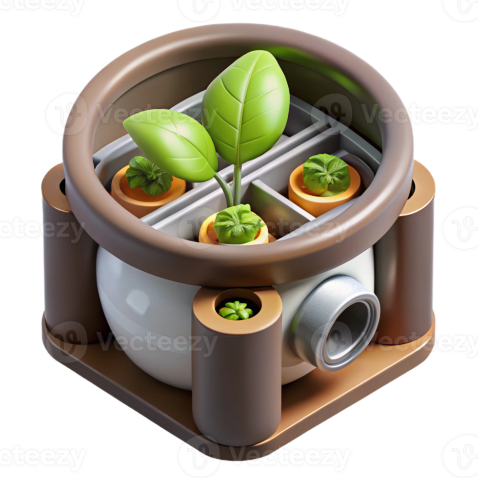 vibrant abstract Hydroponic System with Nutrient Solution Top View Cutout detailed png