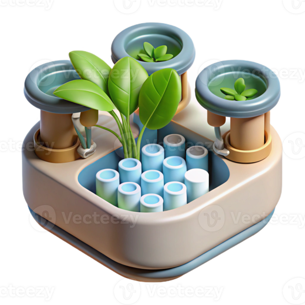 serene vintage Hydroponic System with Nutrient Solution Top View Cutout original png