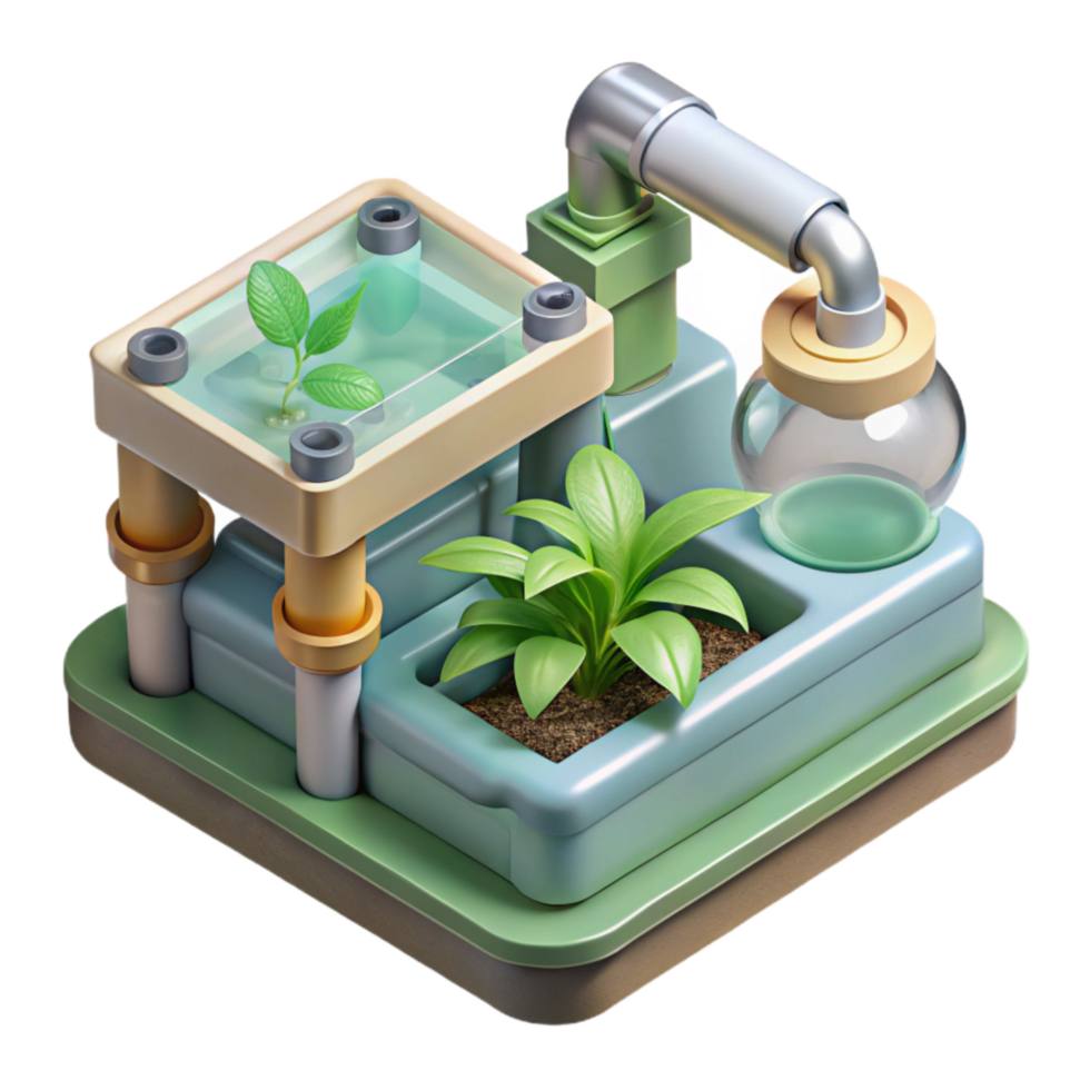 wonderful creative Hydroponic System with Water Pump Top View Transparent Background premium png