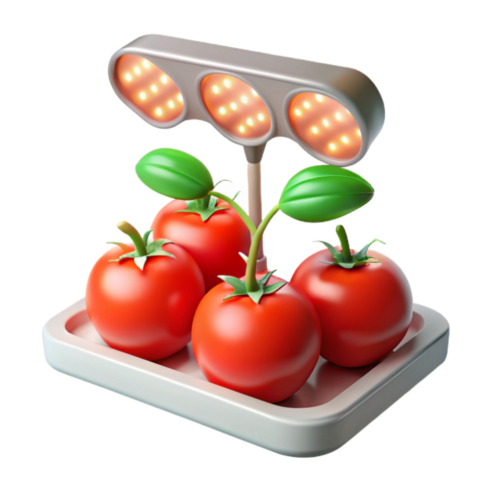 beautiful artistic Hydroponic Tomatoes Growing Under Led Lights Cutout premium png