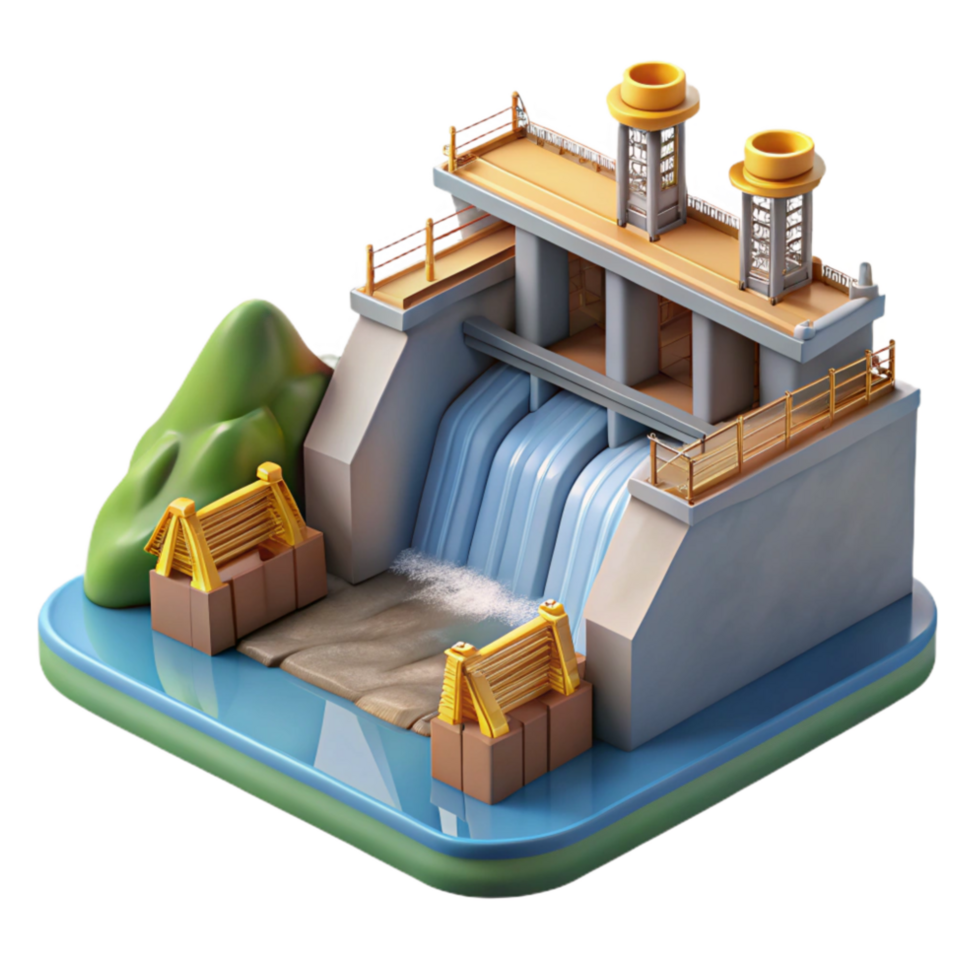 beautiful modern Hydropower Dam Construction Site Transparent Background original png
