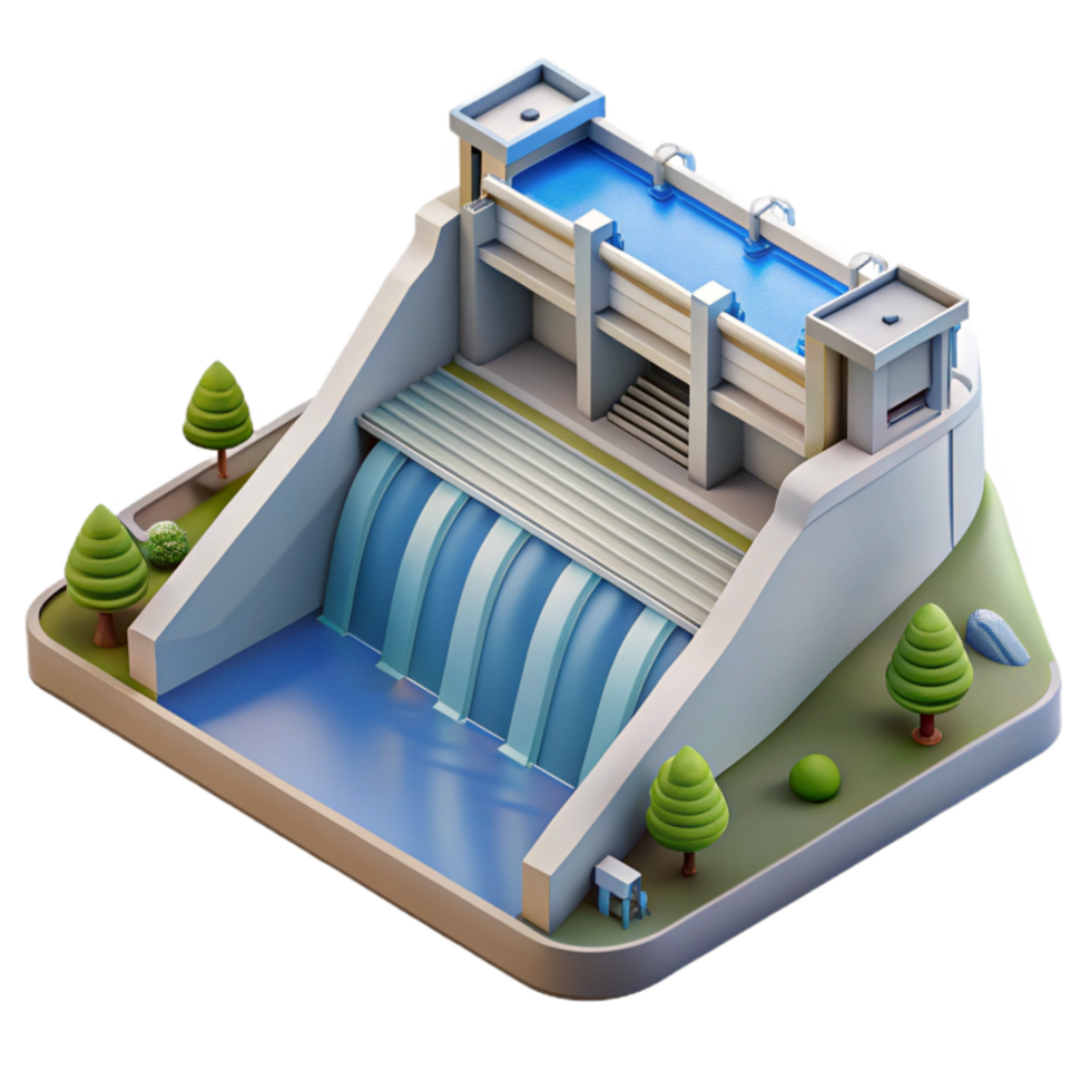 dramatic contemporary Hydropower Dam Reservoir Aerial View Cutout high resolution png