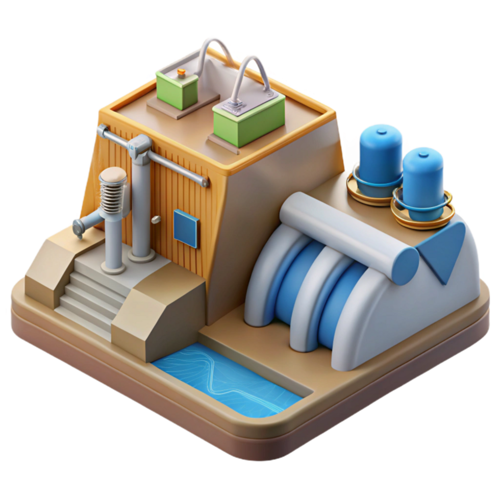 beautiful minimalist Hydropower Plant Diagram Schematic View Cutout high quality png