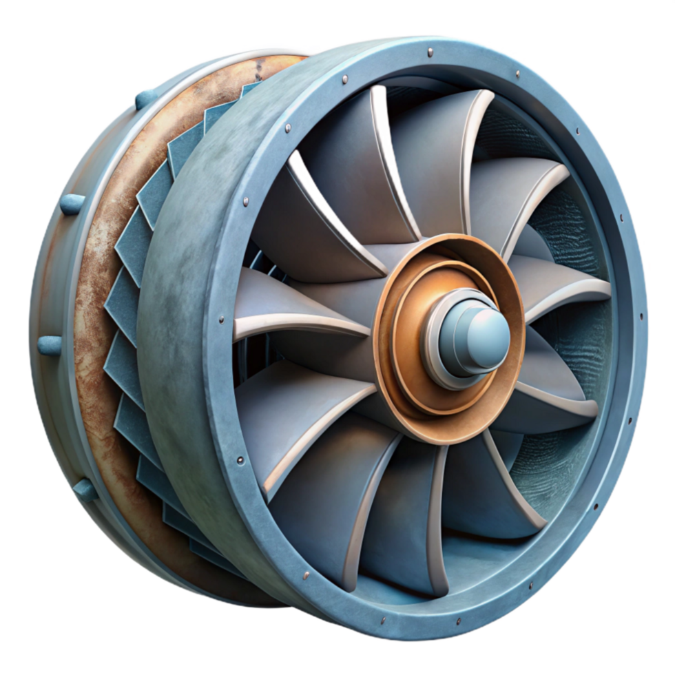 elegant artistic Hydropower Generator Turbine Close Up Transparent Background high resolution png