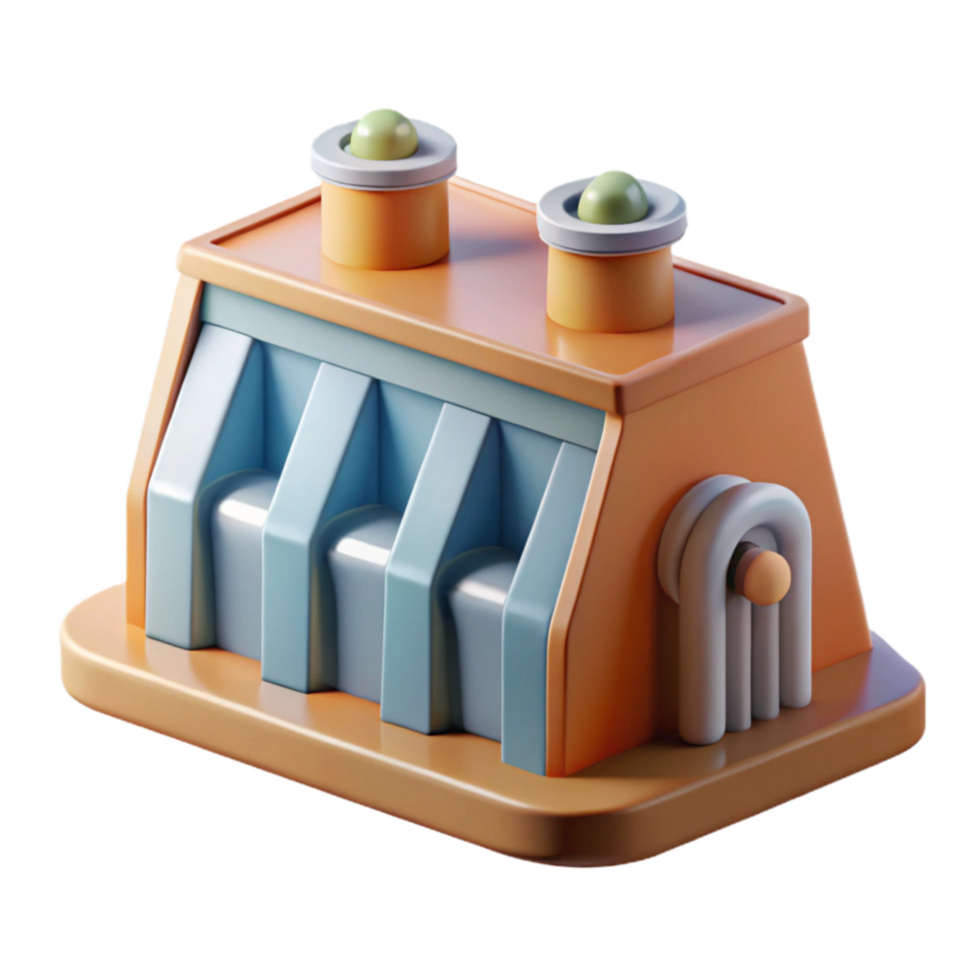 extraordinary vintage Hydropower Plant Icon Flat Style Transparent Background genuine png
