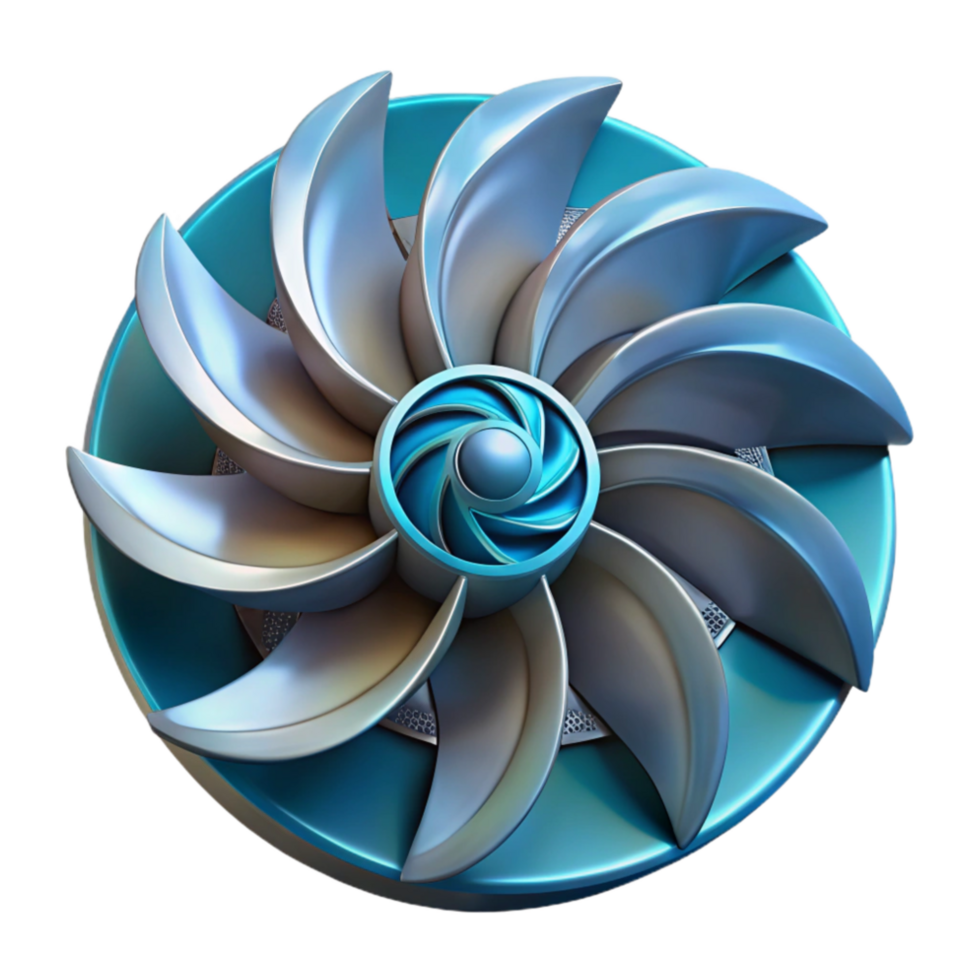 extraordinary artistic Hydropower Turbine Blades Rotating Transparent Background exclusive png