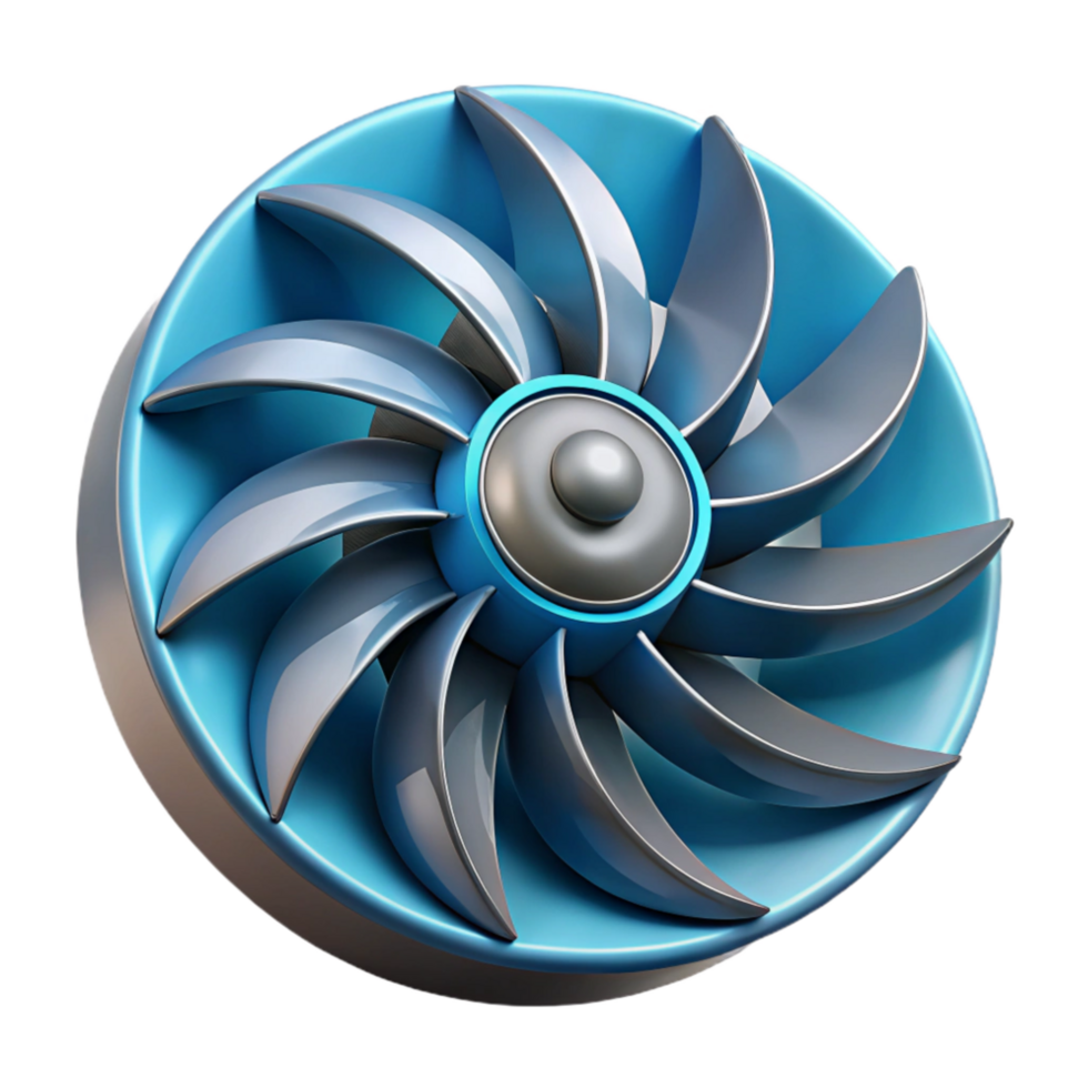 stunning contemporary Hydropower Turbine Blades Rotating Transparent Background png