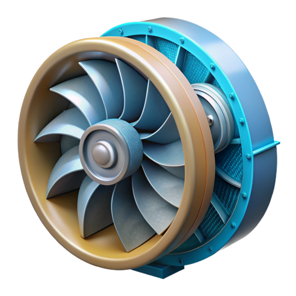 beautiful modern Hydropower Turbine Cross Section Isolated authentic png
