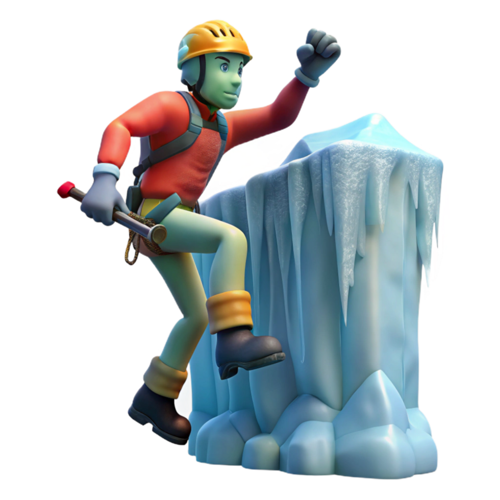 wonderful vintage Ice Climber on Frozen Waterfall genuine png