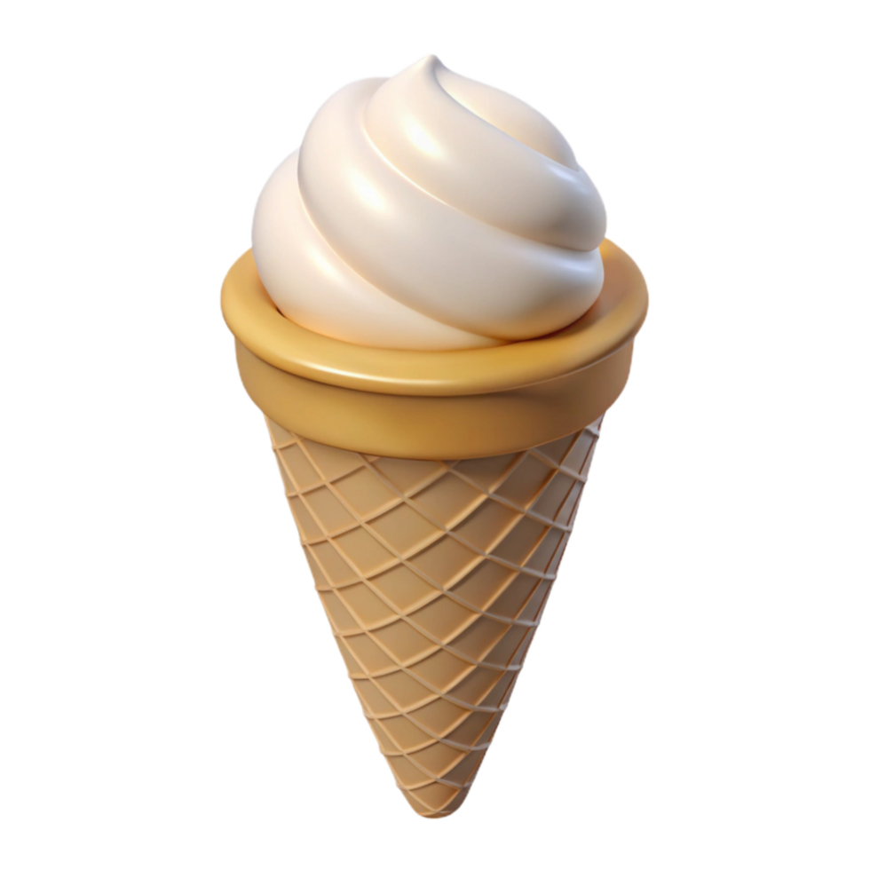 stunning minimalist Ice Cream Cone Vanilla Isolated on Transparent Background original png