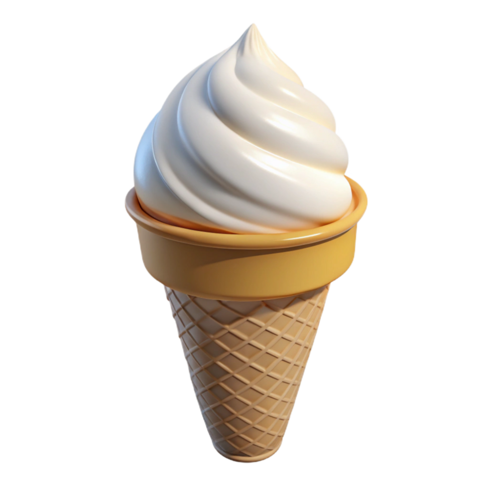 vibrant contemporary Ice Cream Cone Vanilla Isolated on Transparent Background premium png
