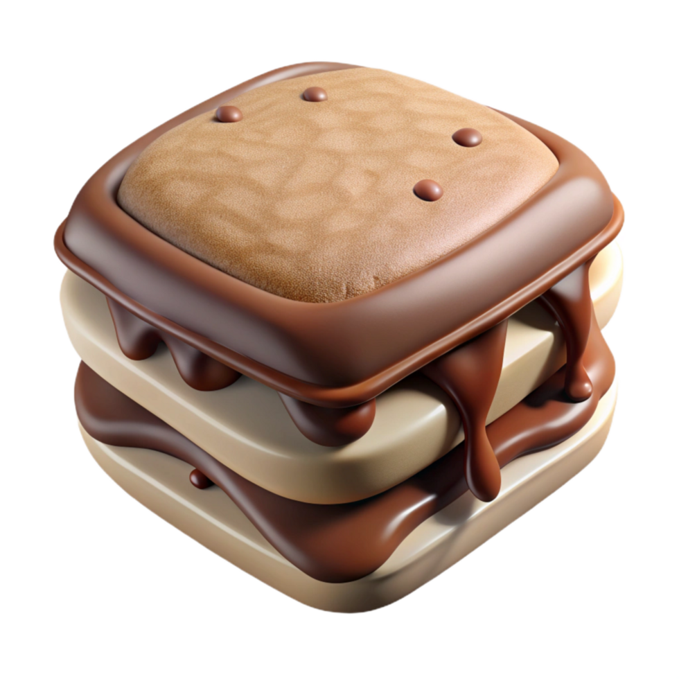 wonderful artistic Ice Cream Sandwich Chocolate Drizzle Transparent Background original png
