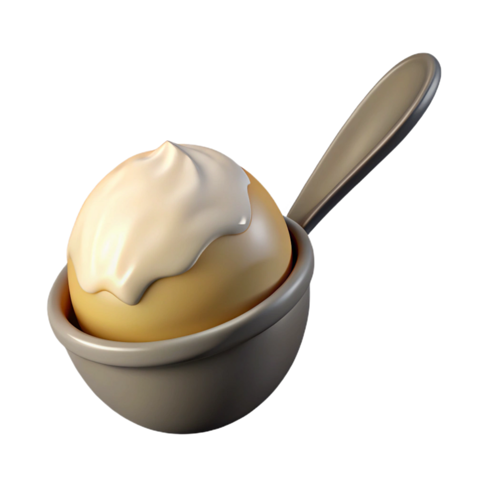 vibrant minimalist Ice Cream Scoop Vanilla Bean Transparent Background genuine png