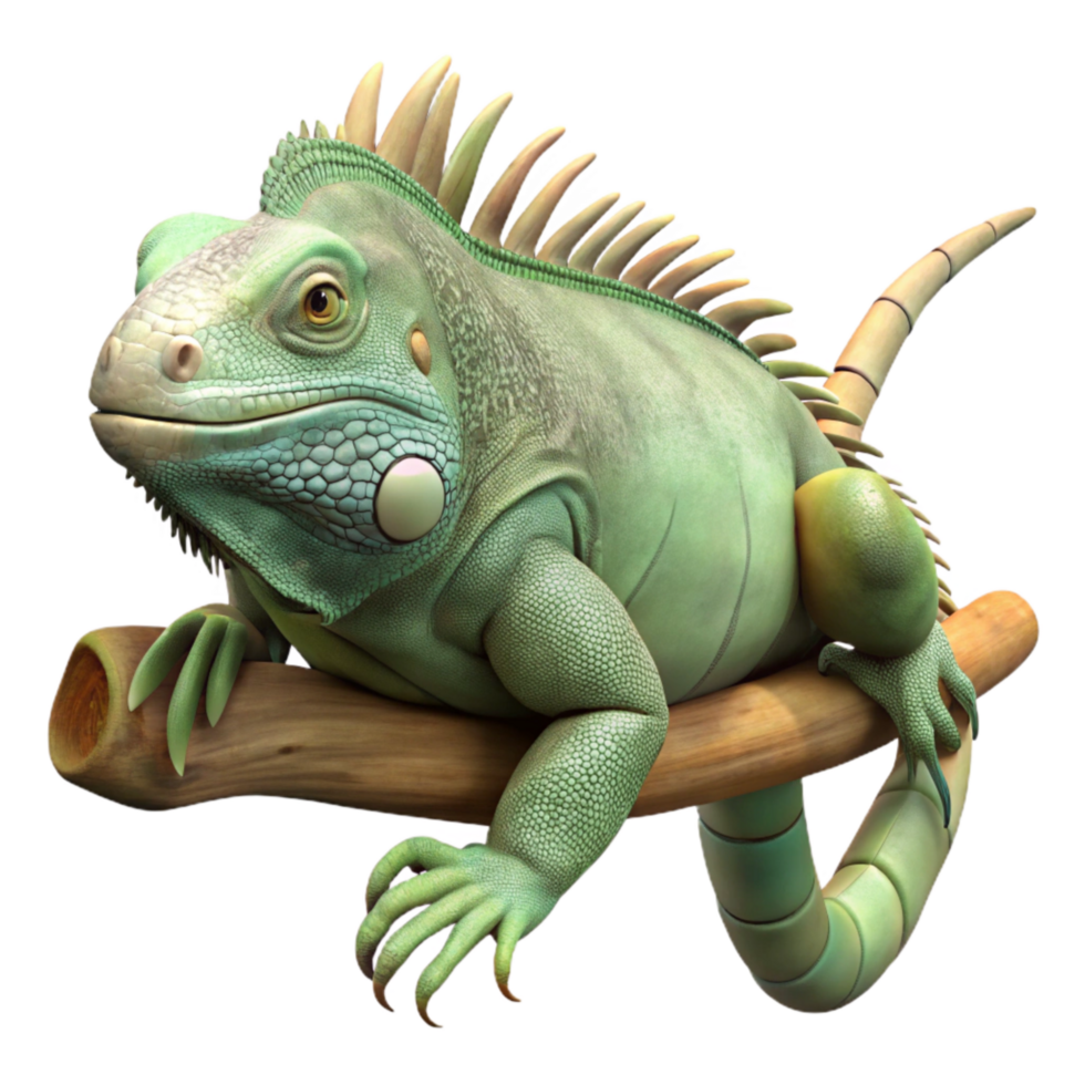 extraordinary vintage Iguana Resting on Branch Cutout high resolution png