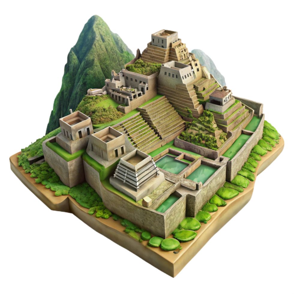 beautiful artistic Inca City Machu Picchu Aerial View Cutout authentic png