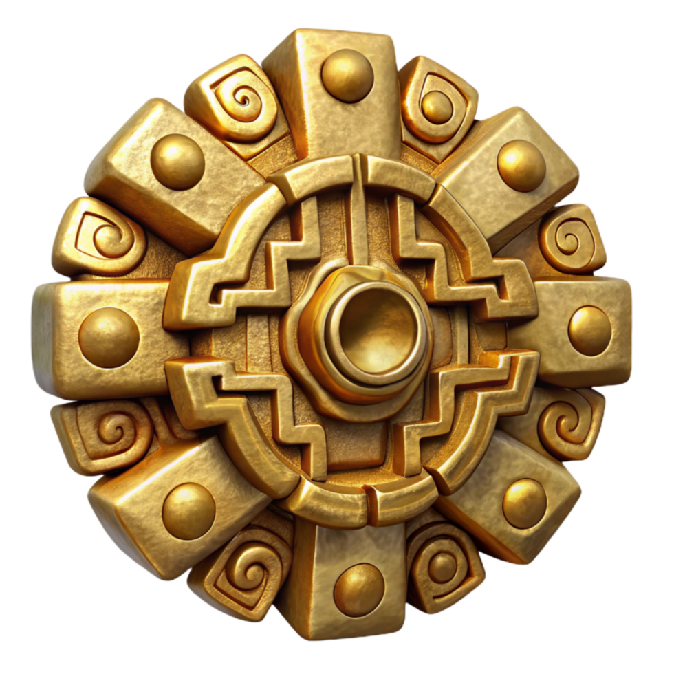 wonderful vintage Inca Gold Artifact Intricate Design Cutout Element authentic png
