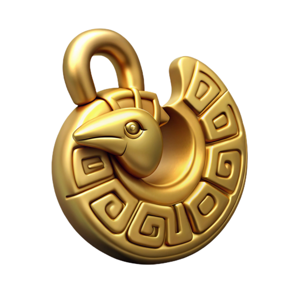 impressive vintage Inca Gold Ear Ornament Bird Motif Cutout professional png