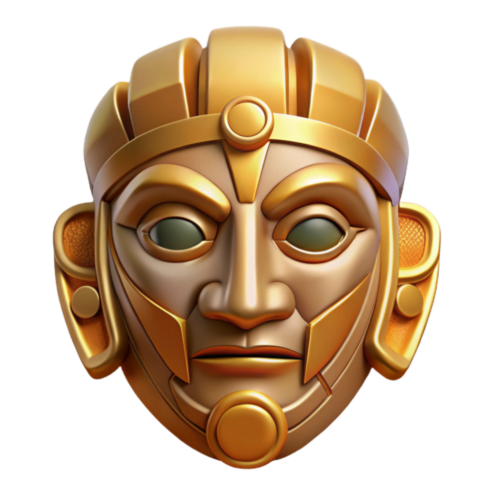 dramatic minimalist Inca Gold Mask Front View Isolated Element exclusive png