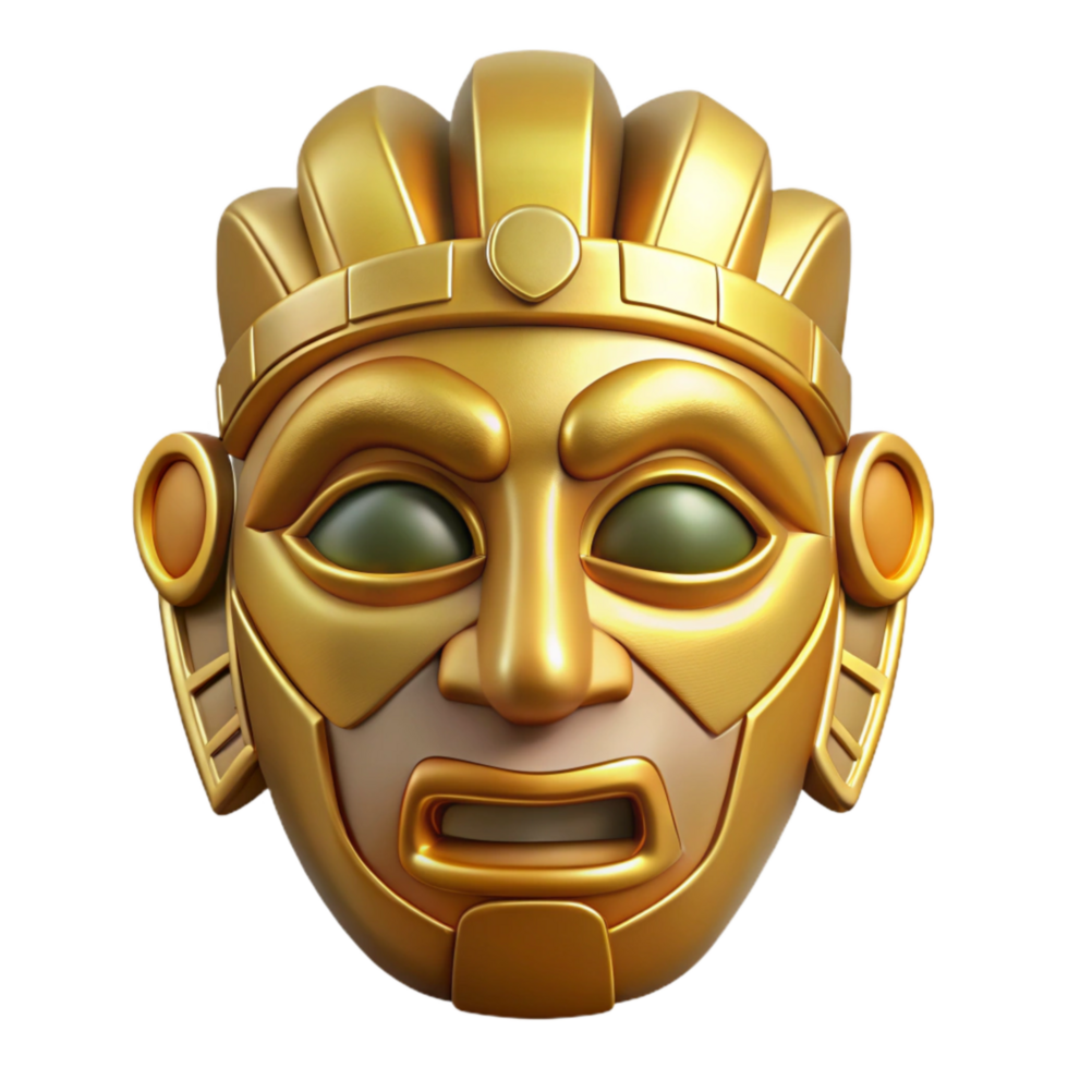 elegant modern Inca Gold Mask Front View Isolated Element premium png
