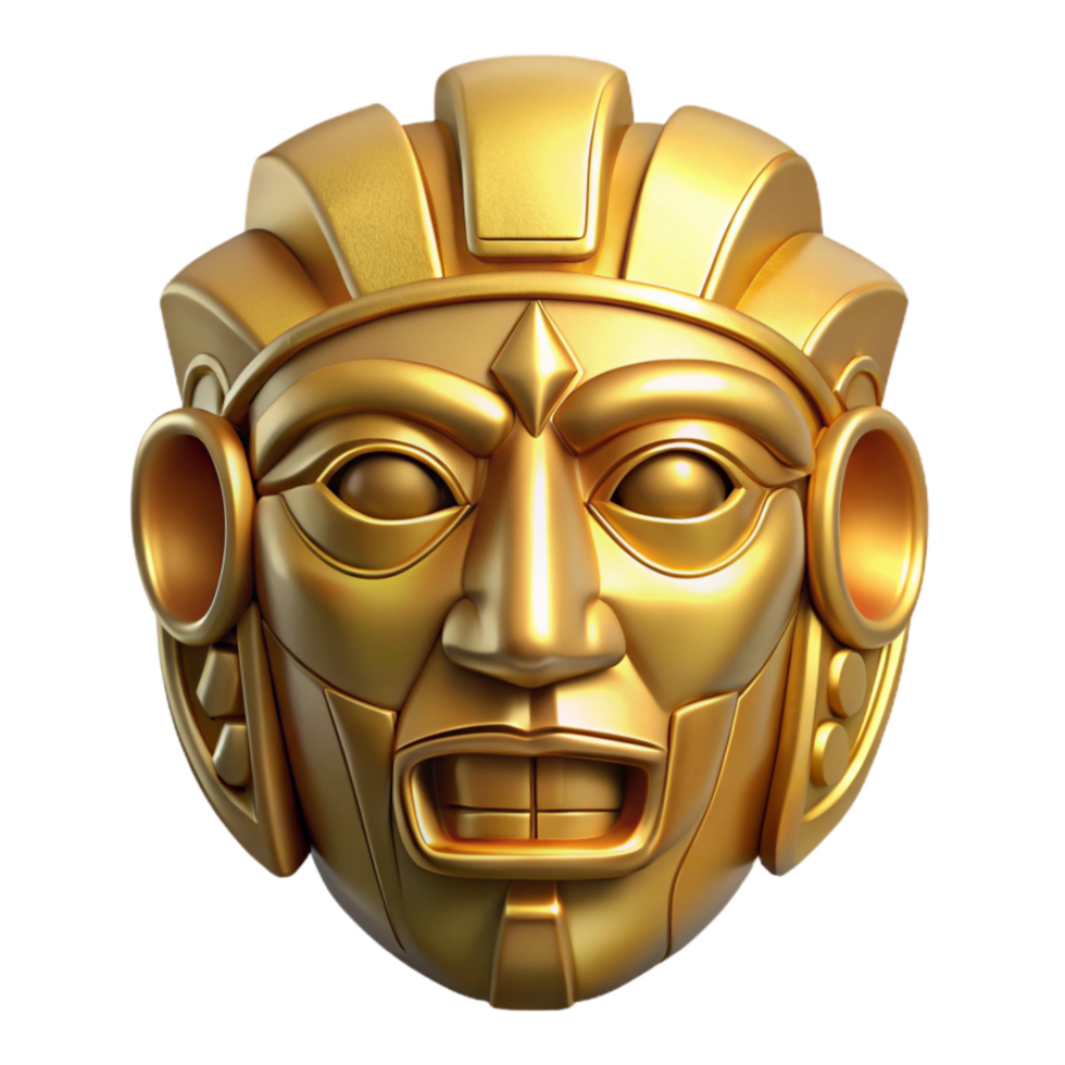 extraordinary abstract Inca Gold Mask Front View Isolated Element professional png